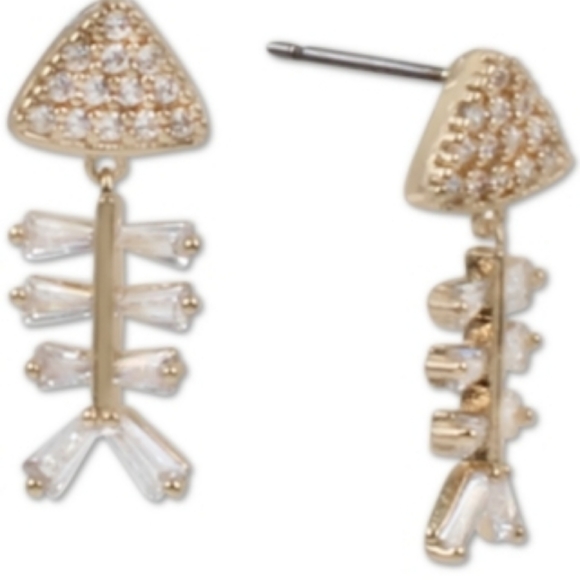 Betsey Johnson fish skeleton bone earrings - Picture 4 of 4